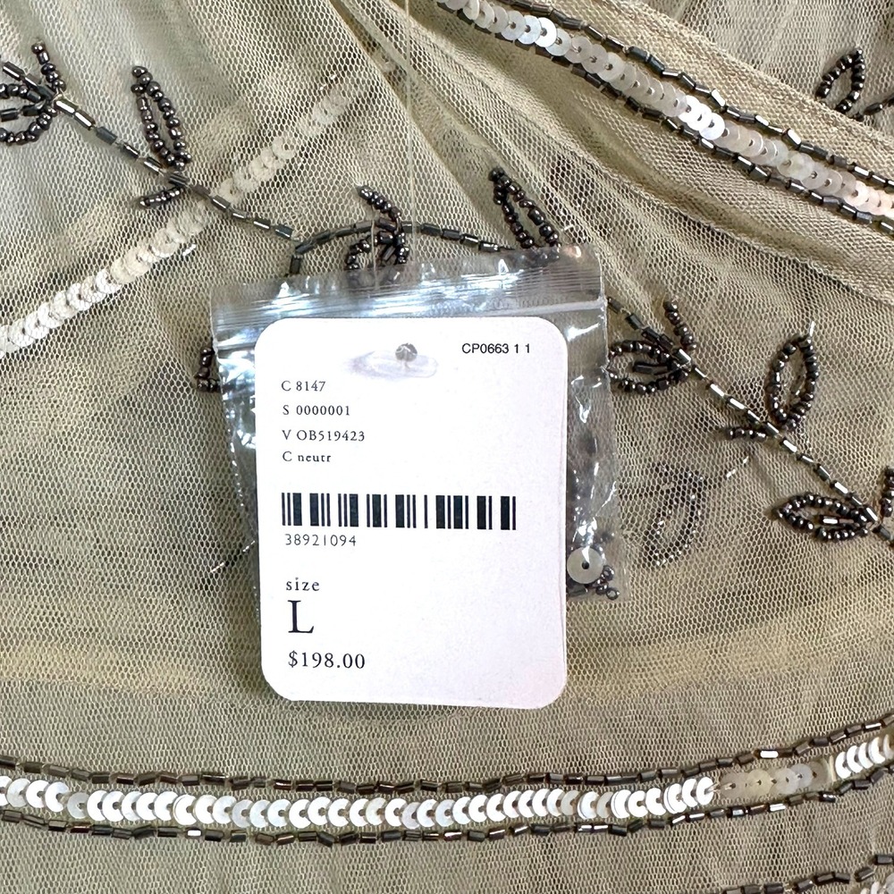 Free People Maxi Dress Sky Fall Embellished‎ Mesh Wrap Maxi Nude Sheer L NWT - Picture 6 of 14